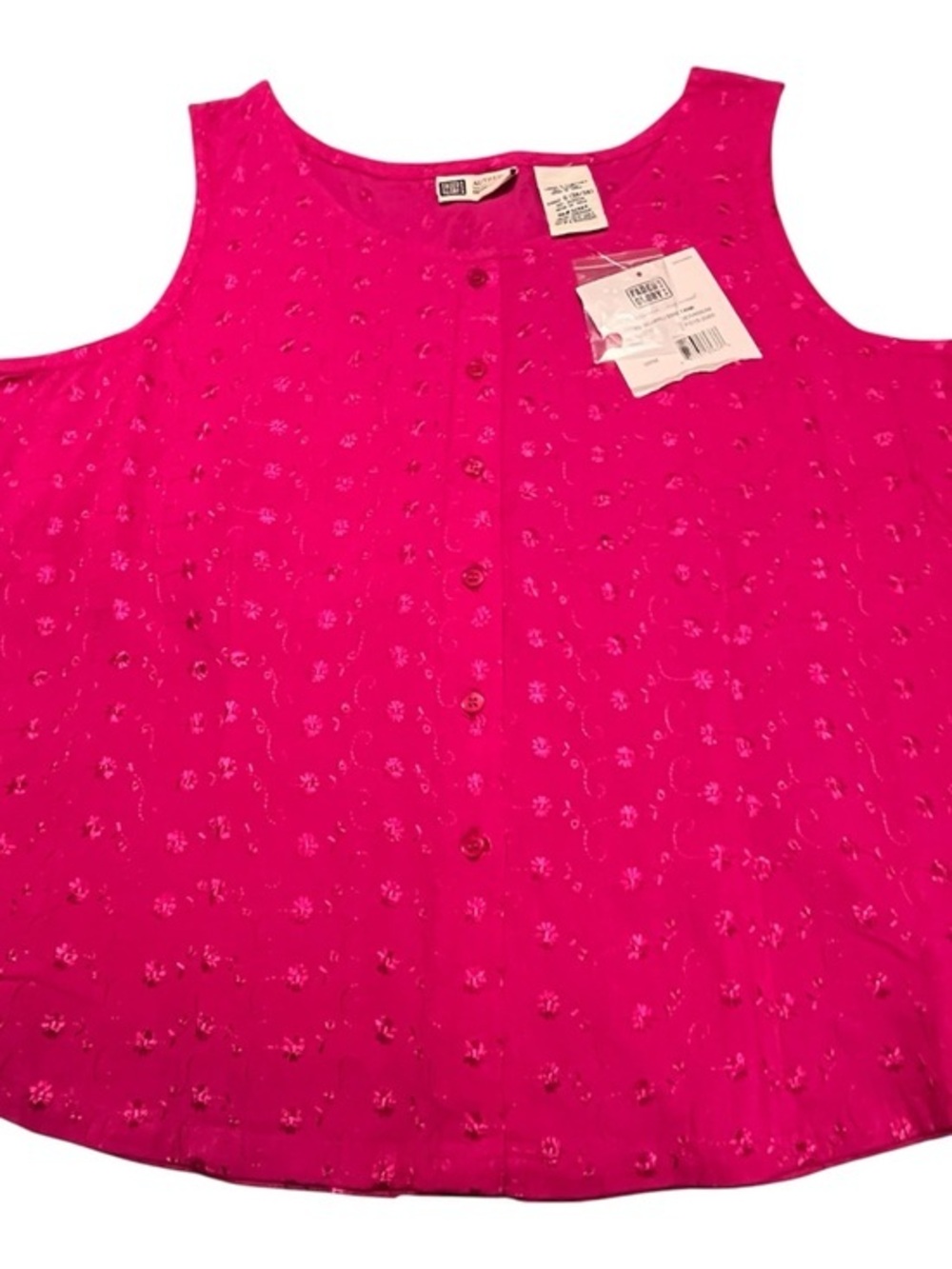 Faded Glory Hot Pink Sleeveless Button-Front Tank